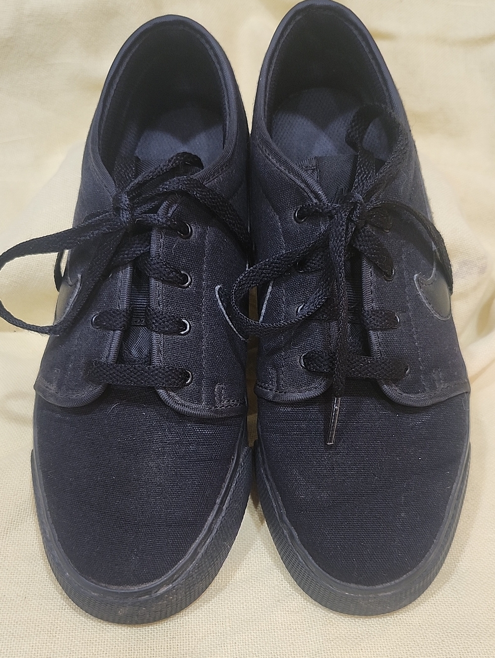 Kids Black Canvas Sneakers - Casual Lace-Up